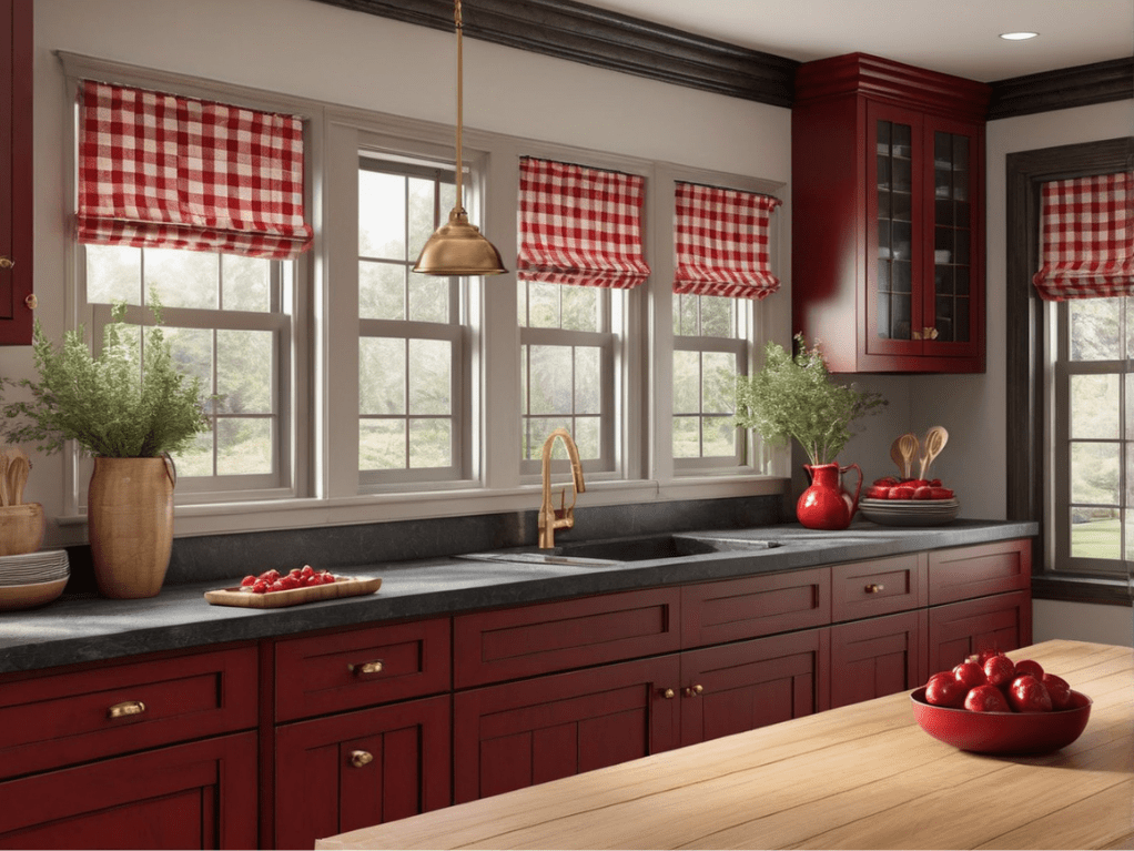 Using red in your rustic kitchen decor can be a bold move. Here are 32 kitchen decorating ideas using red as an accent color, wall color, island color, or main color.