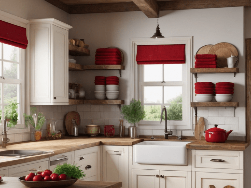 Using red in your rustic kitchen decor can be a bold move. Here are 32 kitchen decorating ideas using red as an accent color, wall color, island color, or main color.