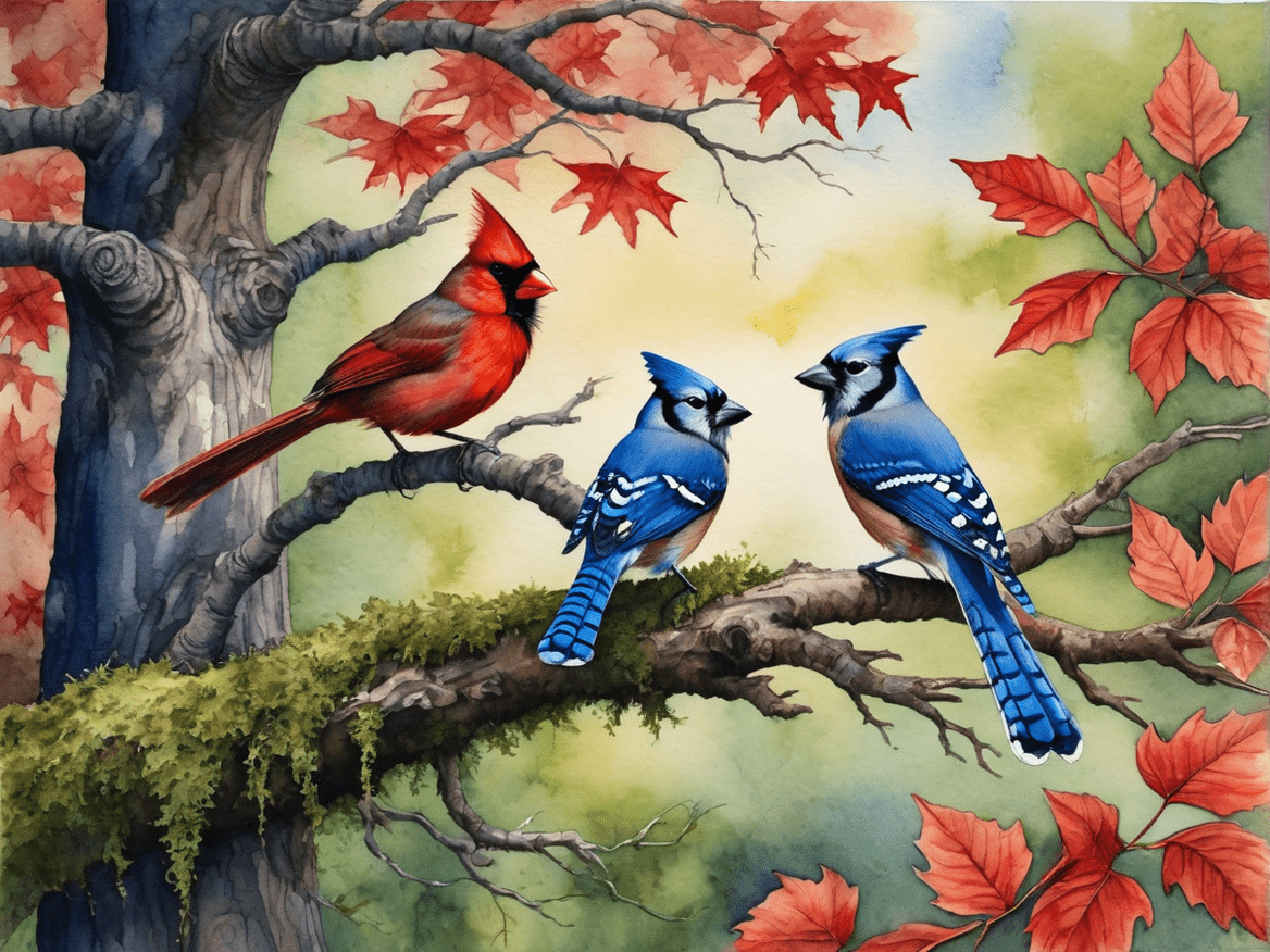 cardinal and blue jays