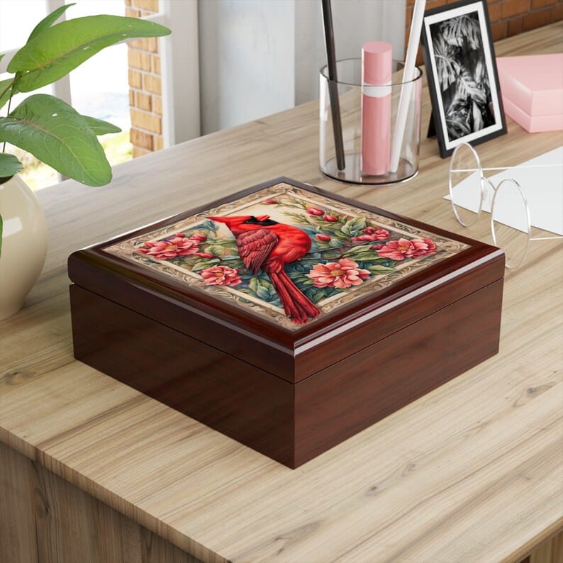 Cardinal Memorial Memory Box Gift in Remembrance of a Lost Loved One