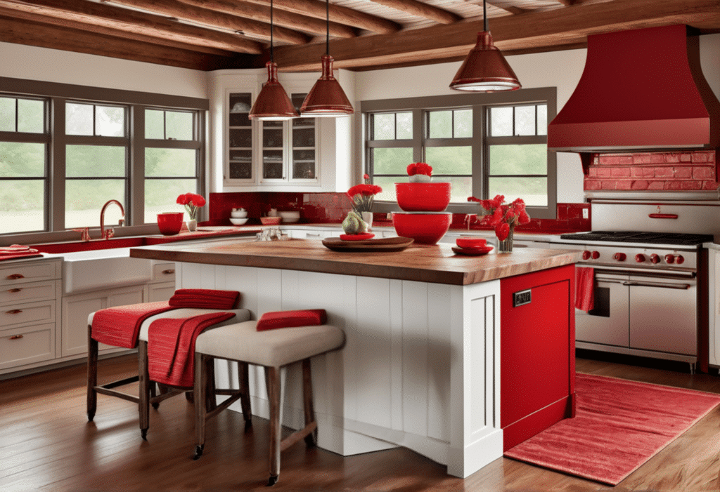 red kitchen decor farmhouse aesthetic