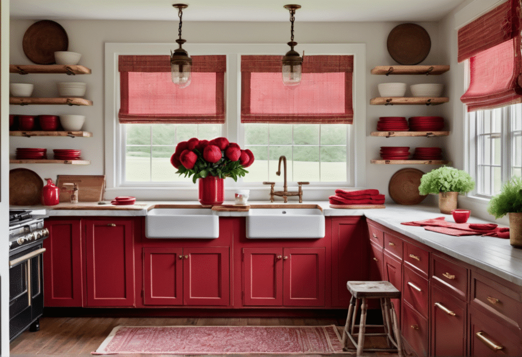 red kitchen decor farmhouse aesthetic