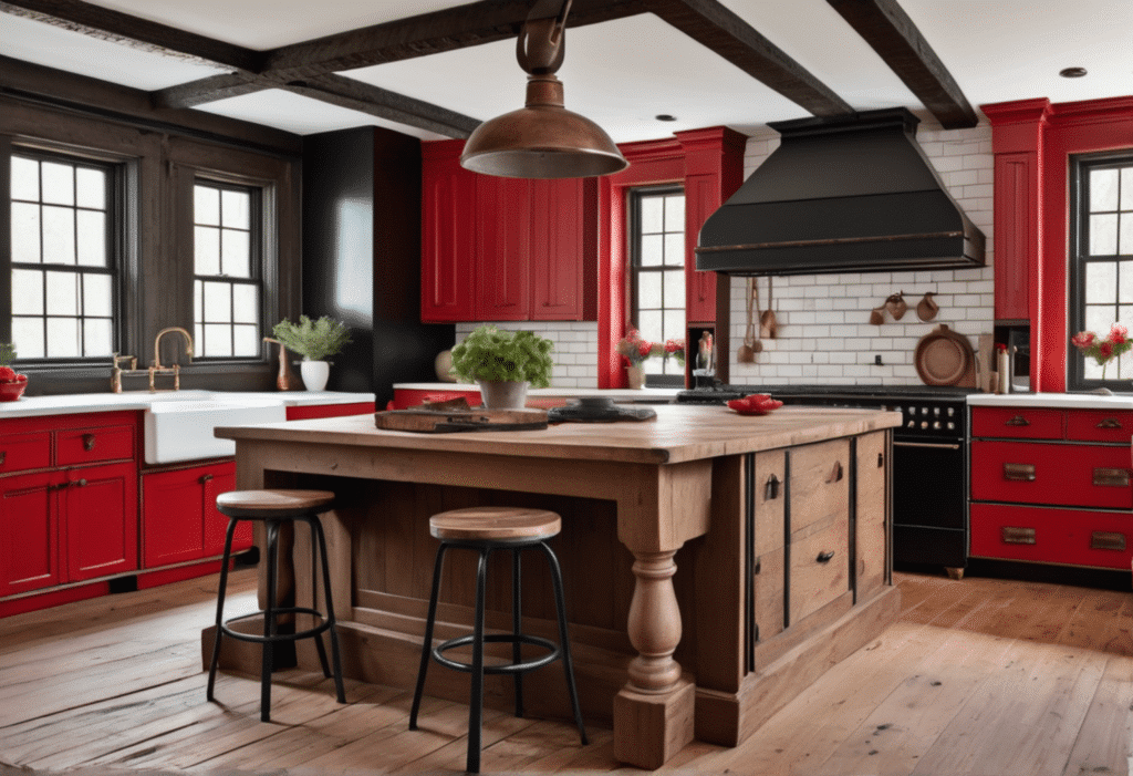 red kitchen decor farmhouse aesthetic