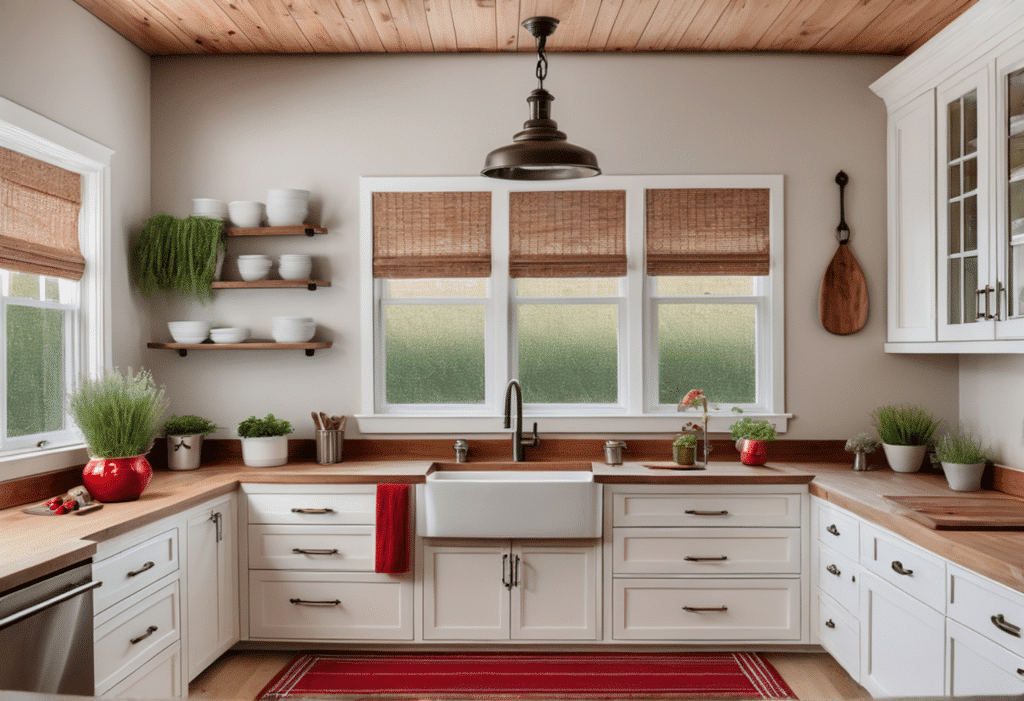 red kitchen accent decor farmhouse aesthetic