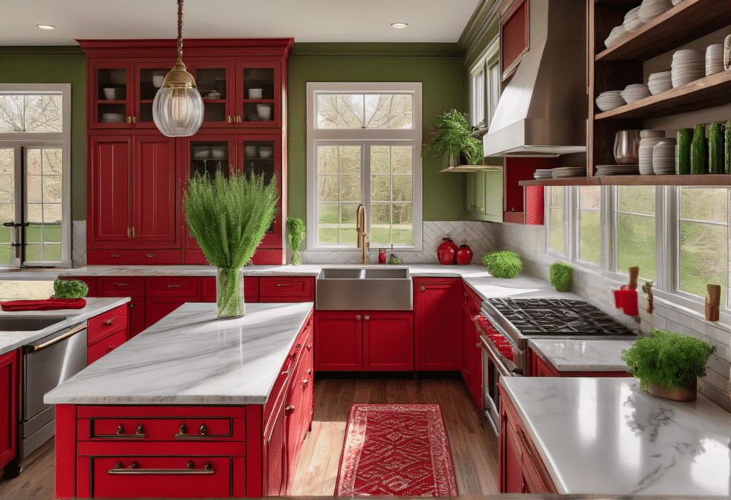 red kitchen decor farmhouse aesthetic