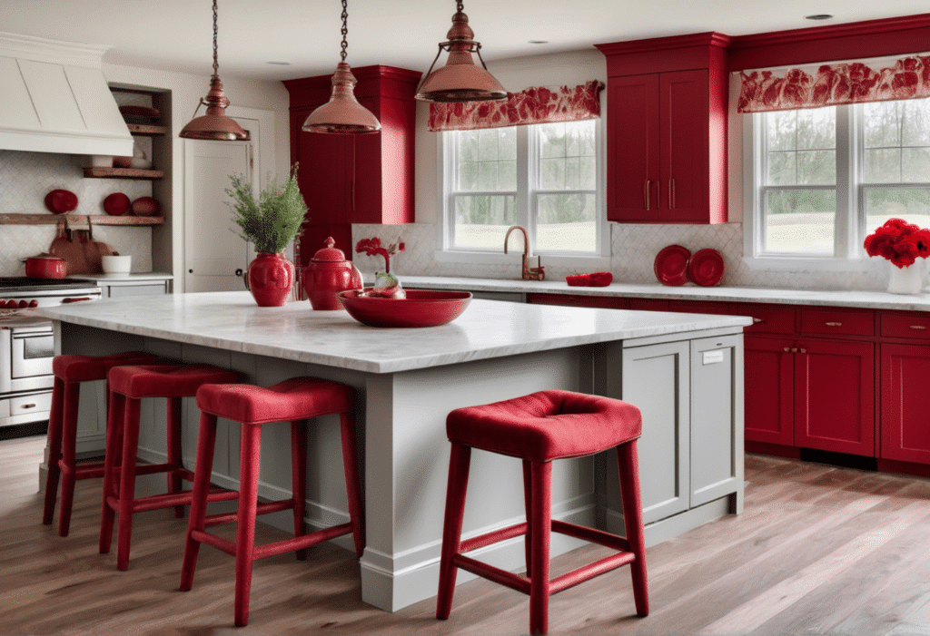 red kitchen decor farmhouse aesthetic