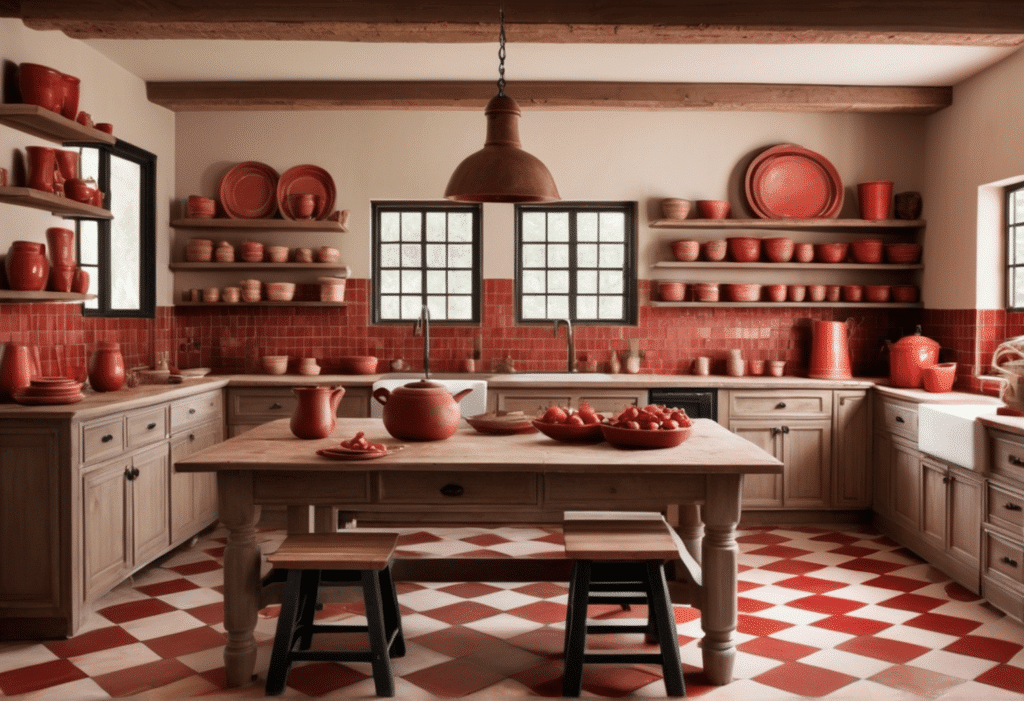 gingham red kitchen decor farmhouse aesthetic