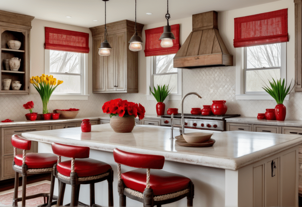 red kitchen decor farmhouse aesthetic