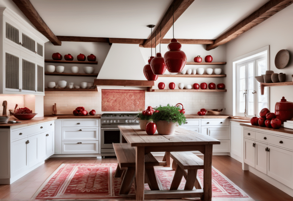 red kitchen decor farmhouse aesthetic