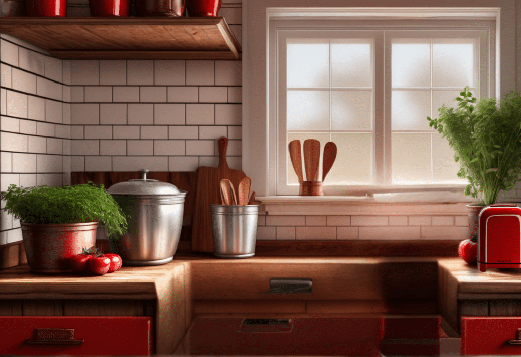 red kitchen decor farmhouse aesthetic