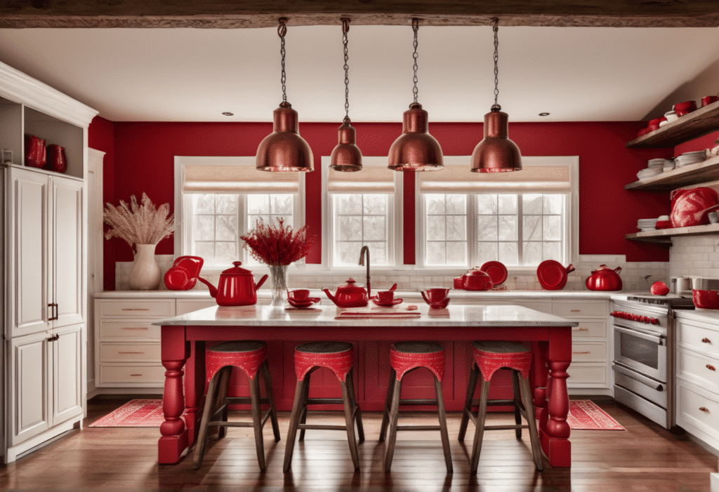 red kitchen decor farmhouse aesthetic