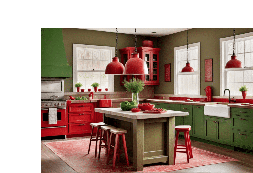 red kitchen decor farmhouse aesthetic