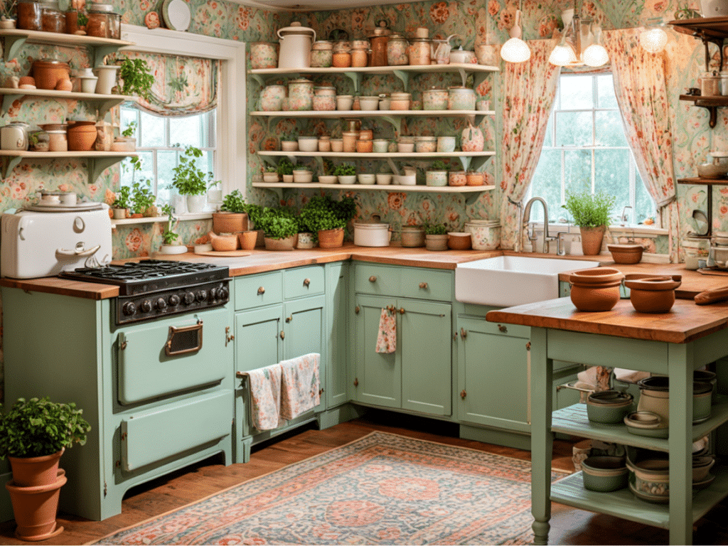 country kitchen design cottage core granny chic aesthetic