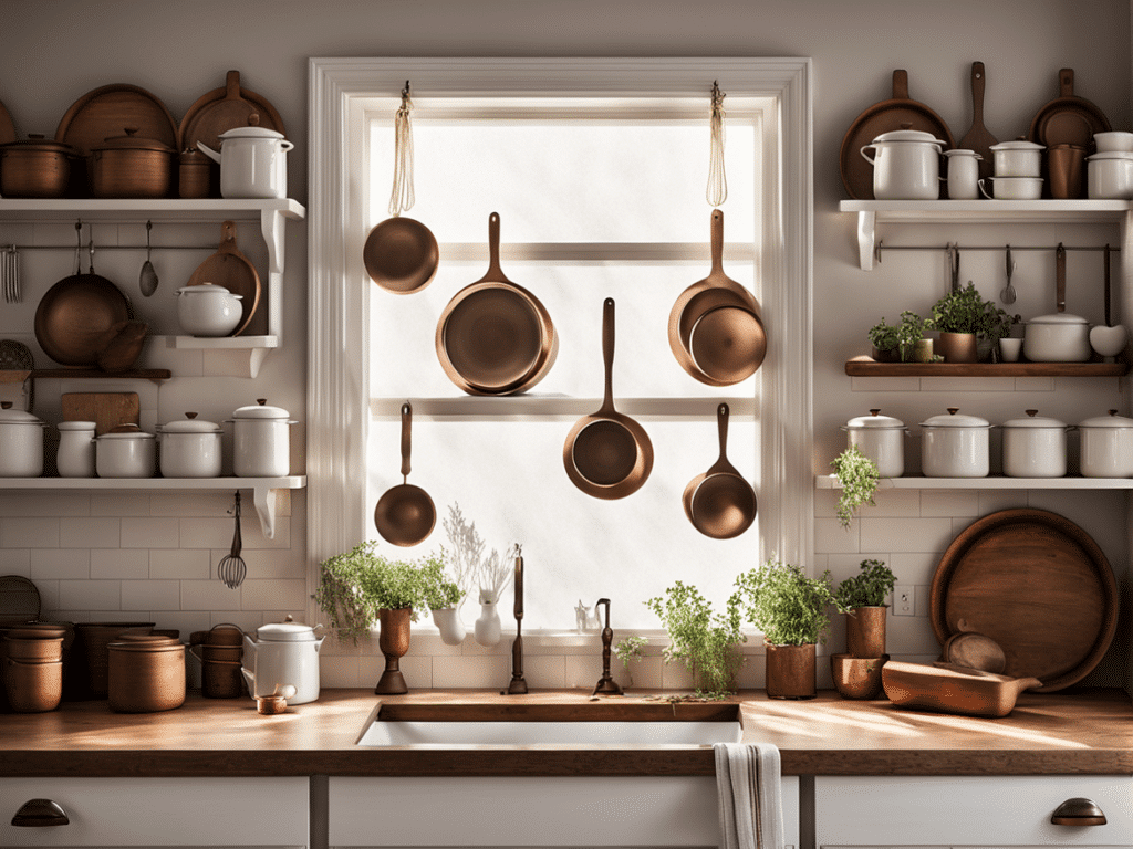 creative ways to use open shelves in a farmhouse kitchen