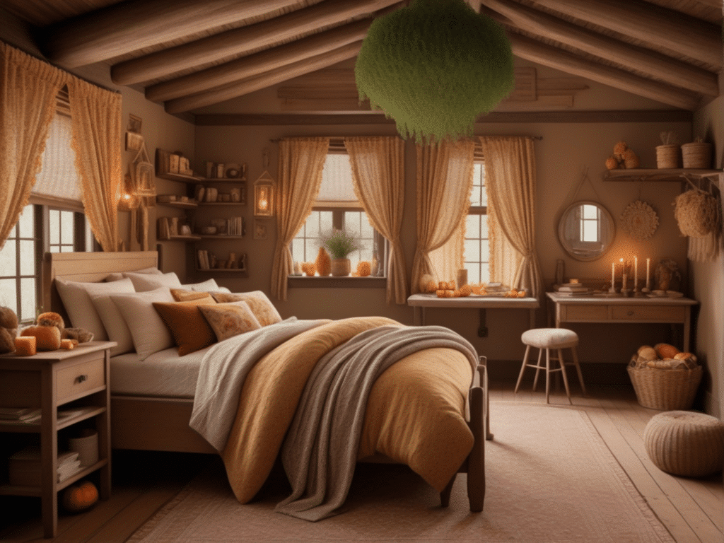 fall bedroom decor ideas - cottagecore cozy cottage