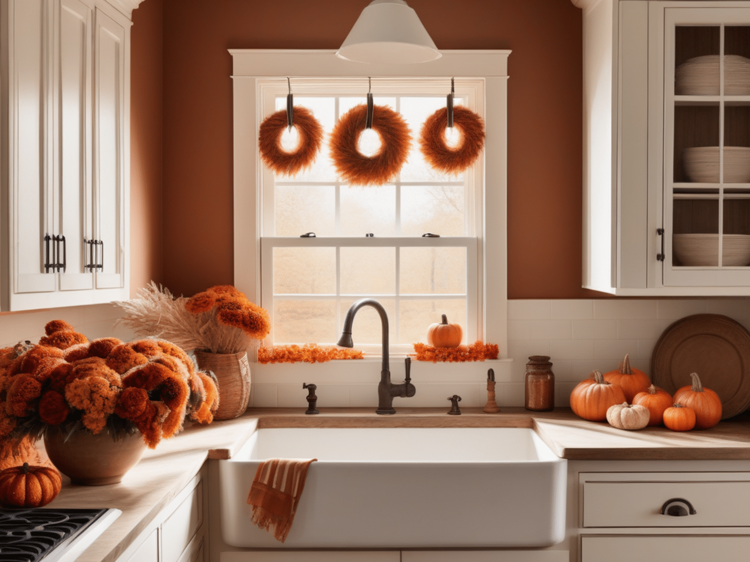 fall wreath ideas - farmhouse kitchen decor