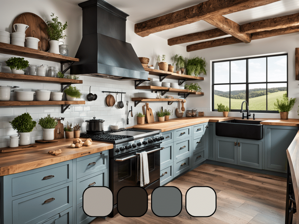 farmhouse kitchen color palettes blues and greys