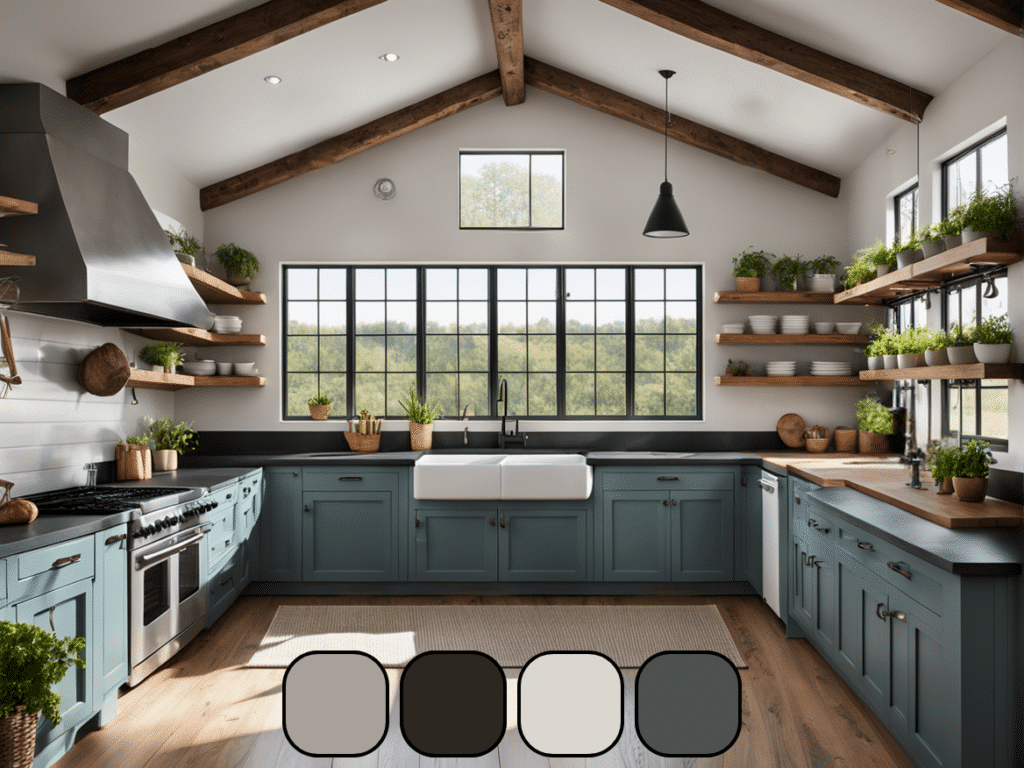 farmhouse kitchen color palettes blues and greys