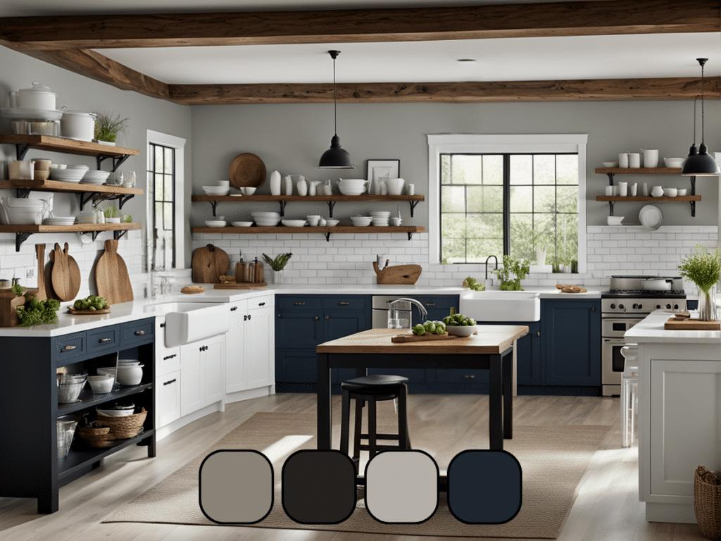 farmhouse kitchen color palettes blues and greys