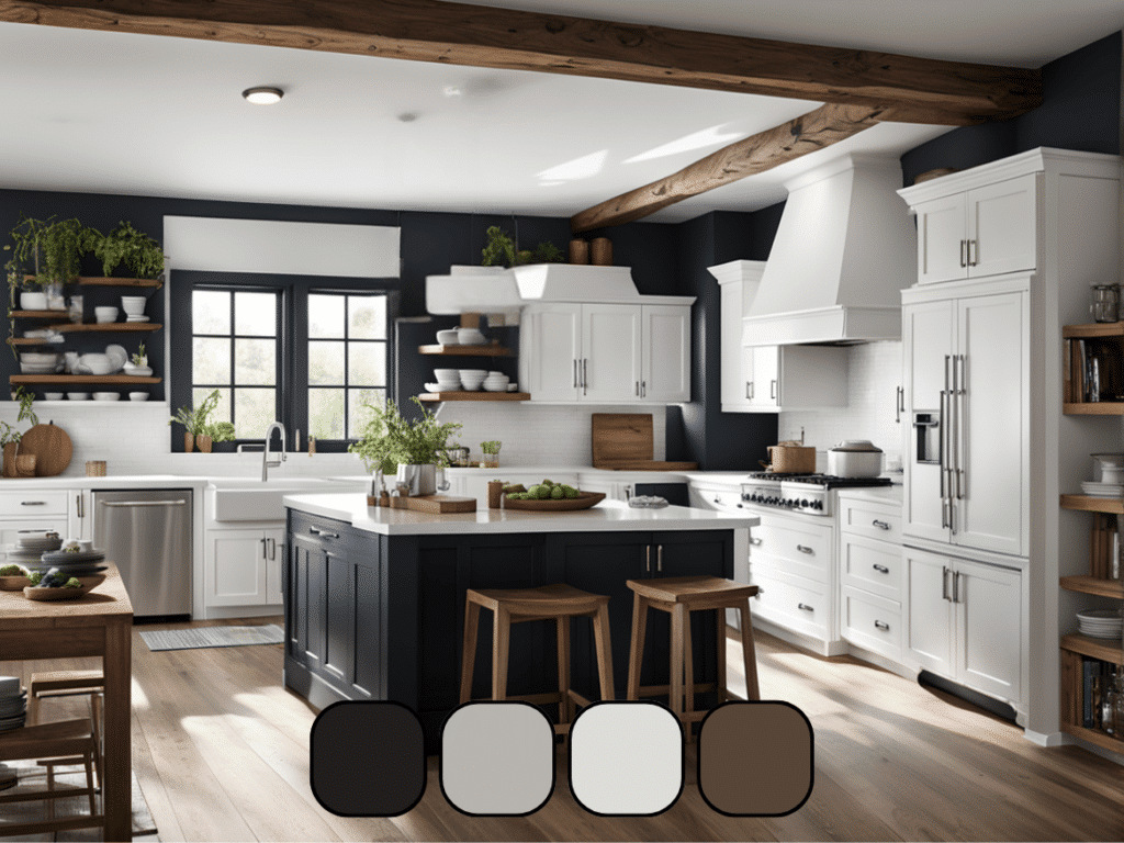 farmhouse kitchen color palettes white and black