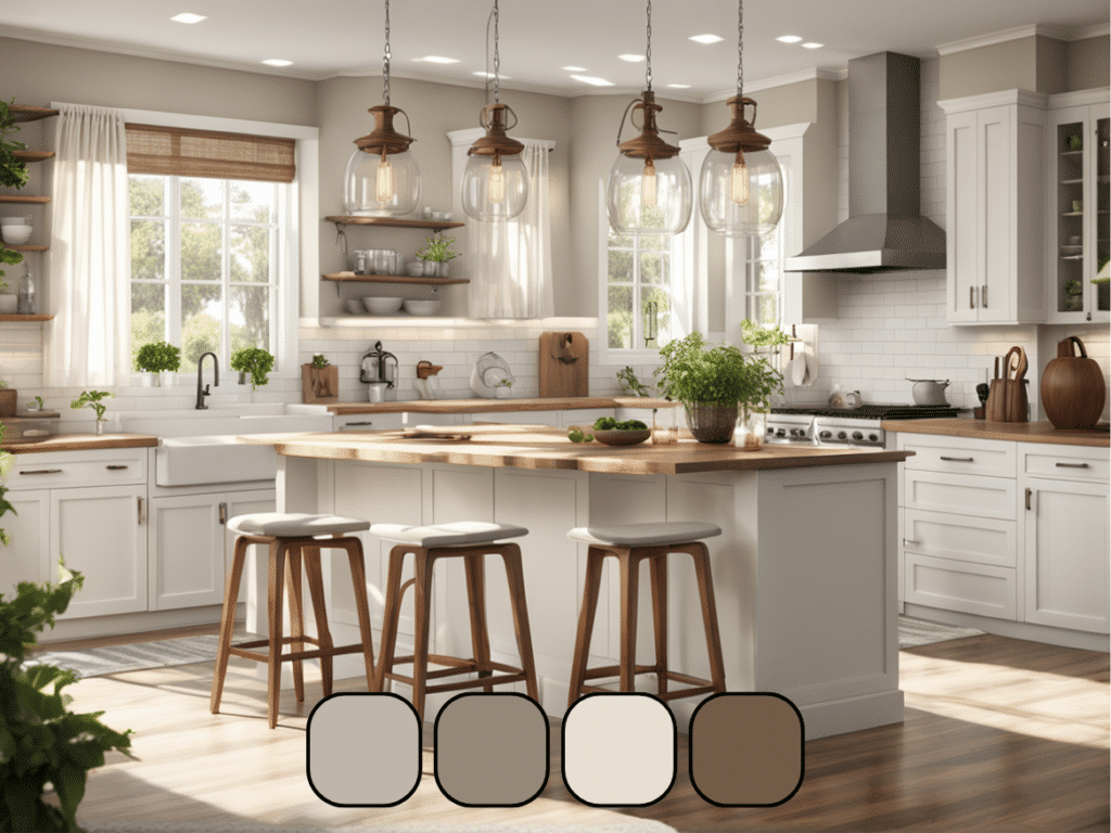 farmhouse kitchen color palettes warm neutrals