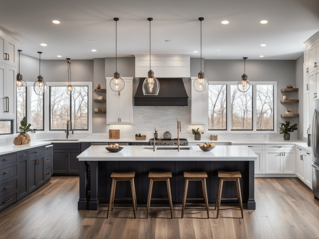 farmhouse kitchen - two-tone cabinets