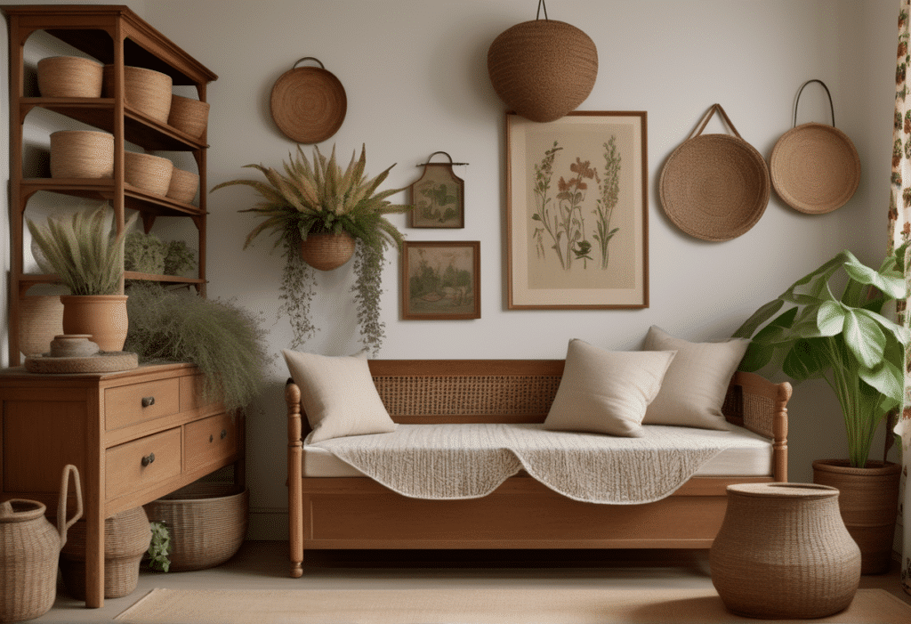 cottagecore-inspired-room-abundant-with-indoor-plants-schedules-blossoming-in-woven-baskets