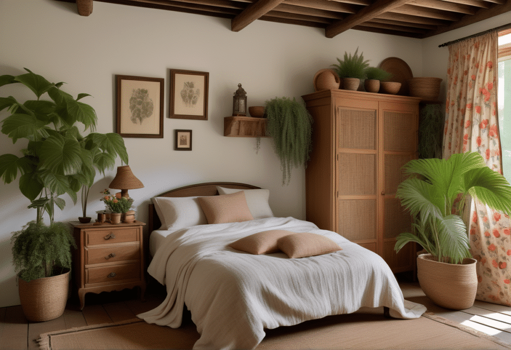 cottagecore-inspired-room-abundant-with-indoor-plants-schedules-blossoming-in-woven-baskets