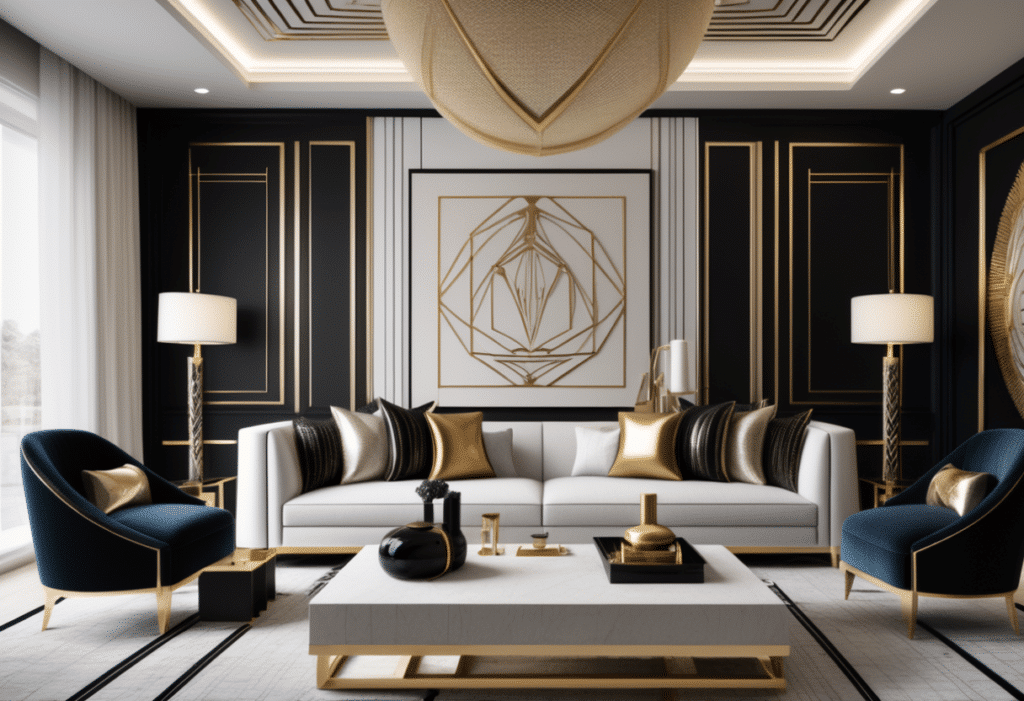 art deco glam home decor aesthetic living room pictures