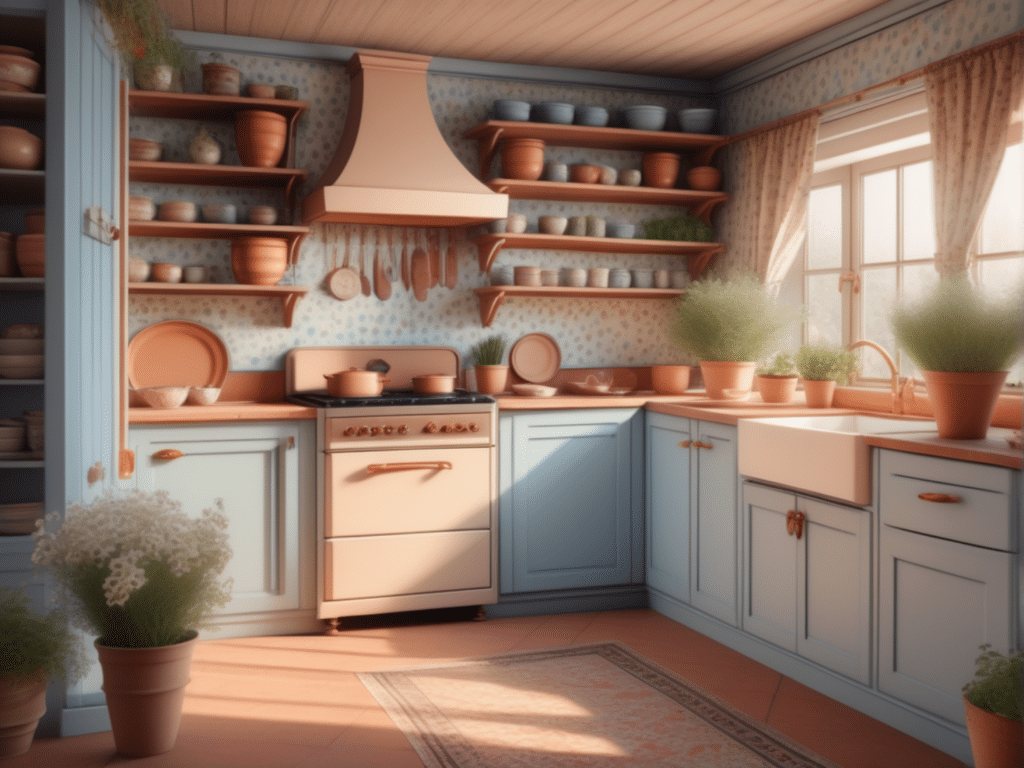 blue kitchen granny chic cottagecore aesthetic style