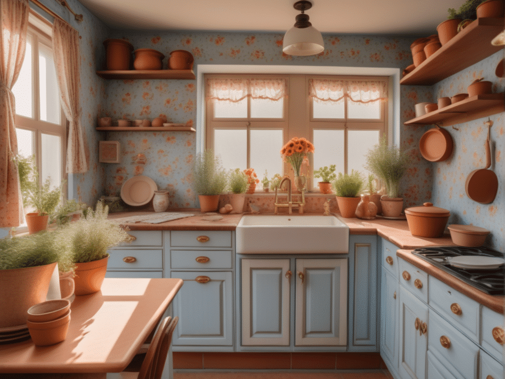 blue kitchen granny chic cottagecore aesthetic style