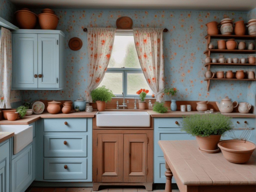 blue kitchen granny chic cottagecore aesthetic style