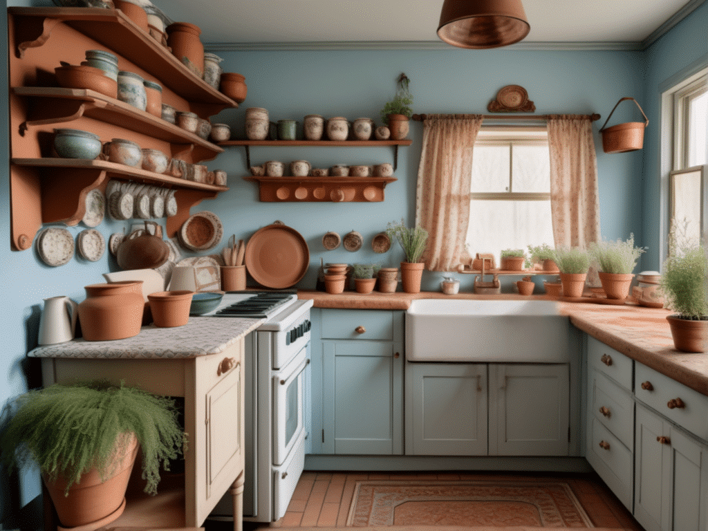 blue kitchen granny chic cottagecore aesthetic style