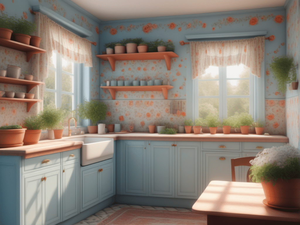 blue kitchen granny chic cottagecore aesthetic style