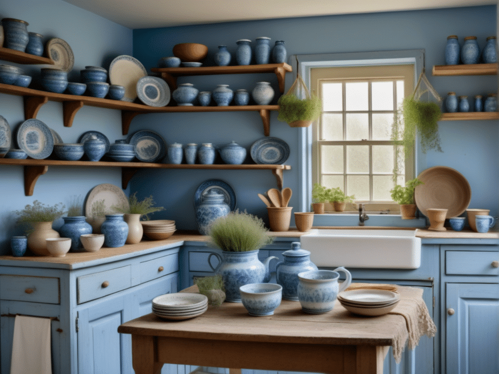 blue kitchen granny chic cottagecore aesthetic style