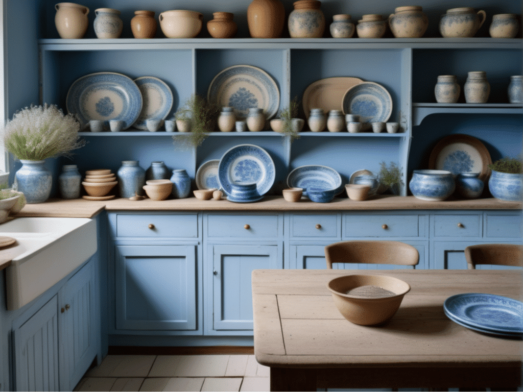 blue kitchen granny chic cottagecore aesthetic style