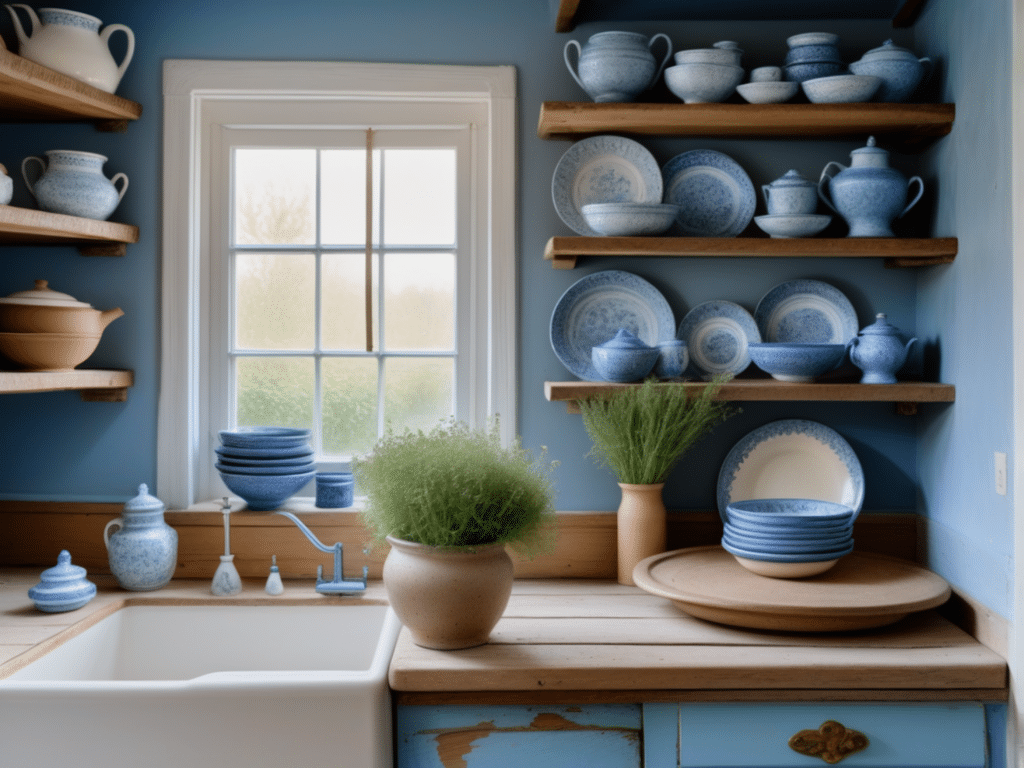 blue kitchen granny chic cottagecore aesthetic style