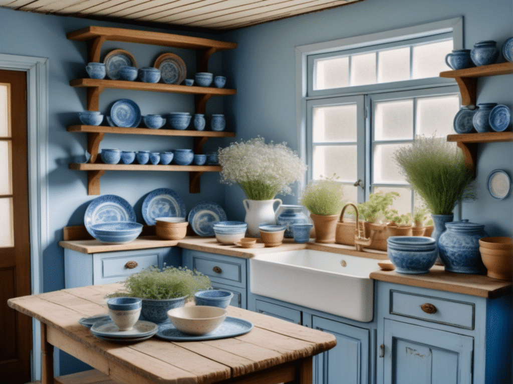 blue kitchen granny chic cottagecore aesthetic style