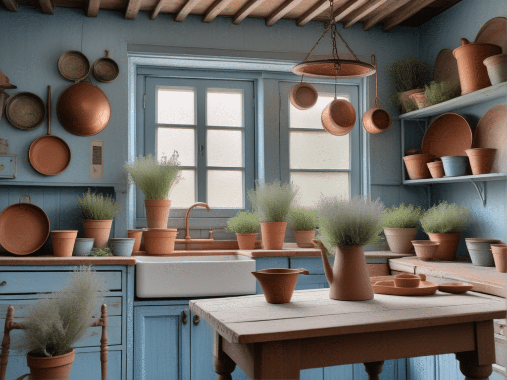 blue kitchen granny chic cottagecore aesthetic style