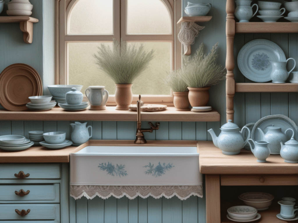 blue kitchen granny chic cottagecore aesthetic style