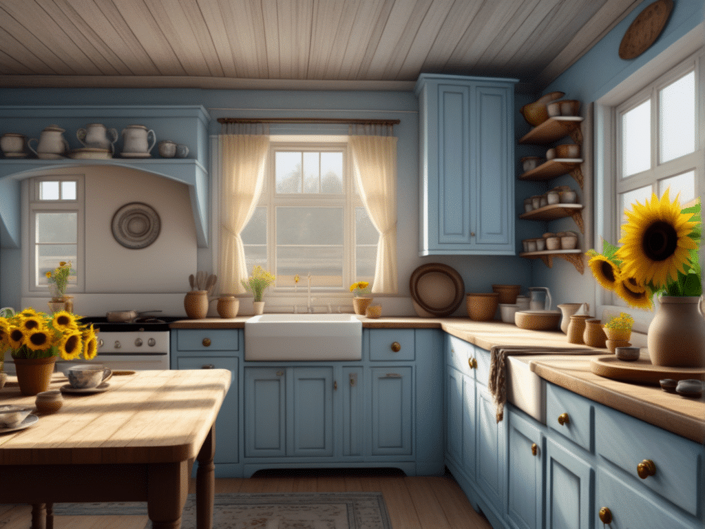 blue kitchen granny chic cottagecore aesthetic style