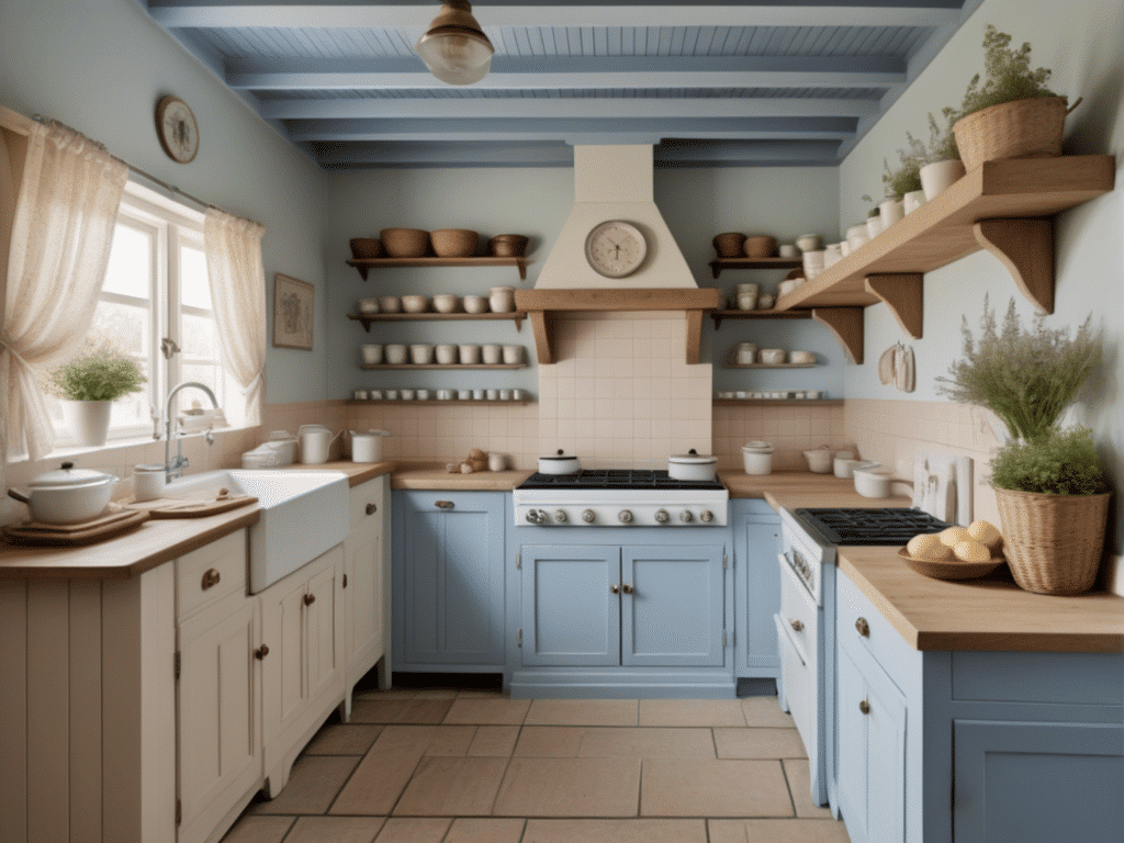 blue kitchen granny chic cottagecore aesthetic style