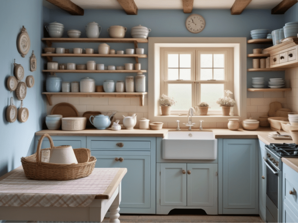 blue kitchen granny chic cottagecore aesthetic style