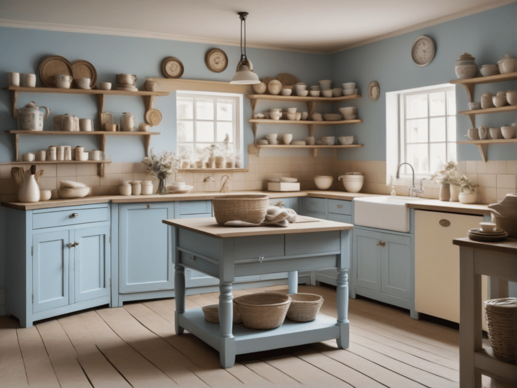 blue kitchen granny chic cottagecore aesthetic style