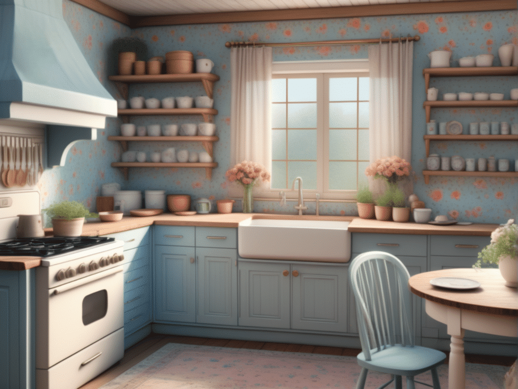 blue kitchen granny chic cottagecore aesthetic style