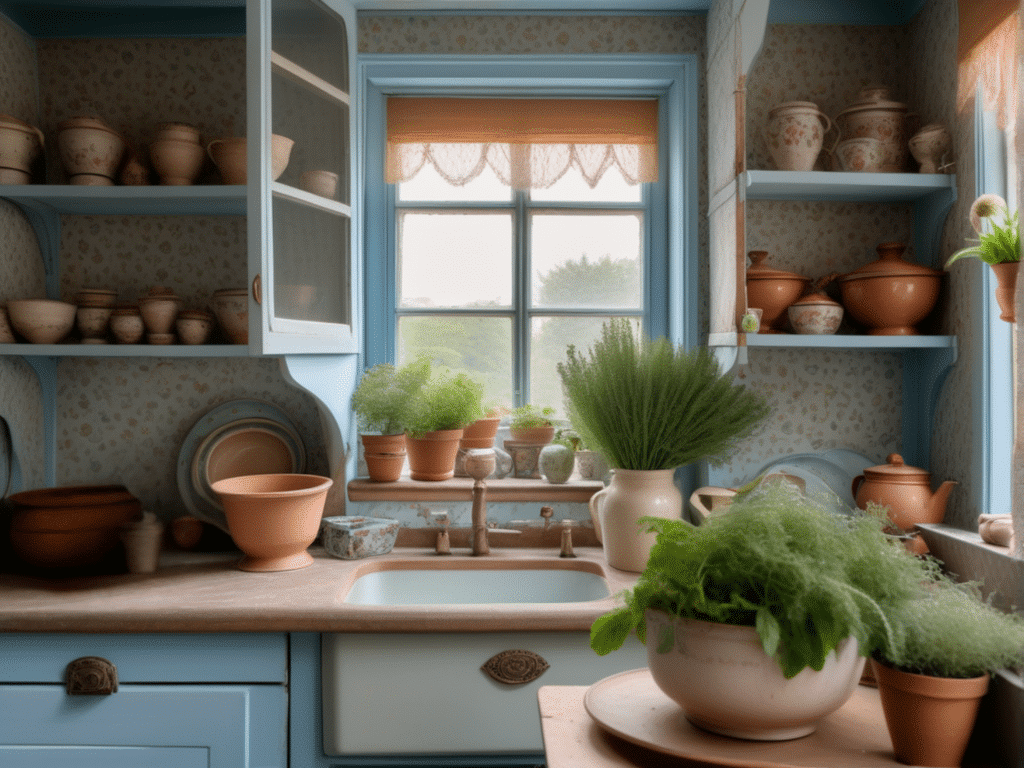 blue kitchen granny chic cottagecore aesthetic style