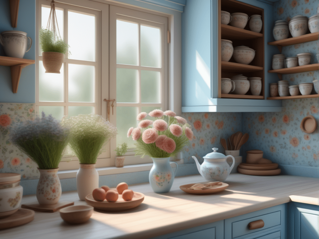 blue kitchen granny chic cottagecore aesthetic style