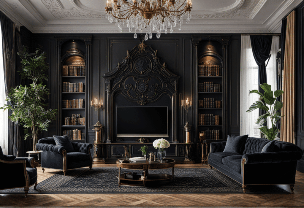 dark academia decor living room