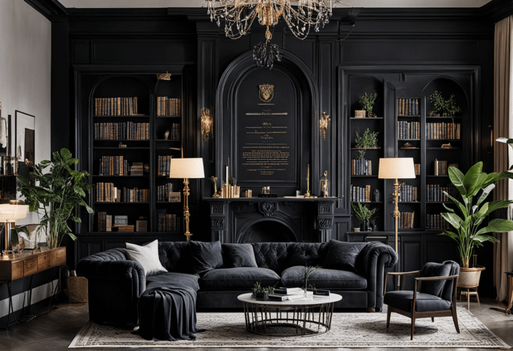 dark academia decor living room