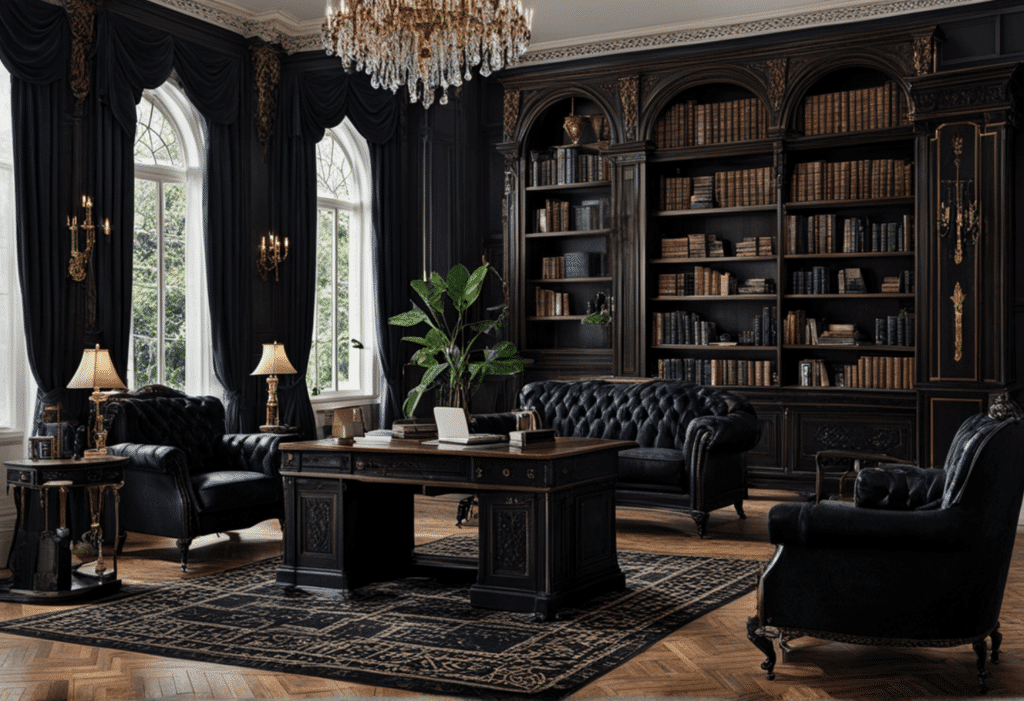 dark academia decor living room